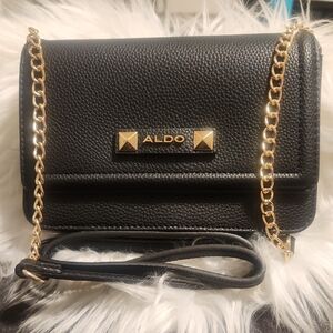 Aldo Black Crossbody Bag with Gold Chain